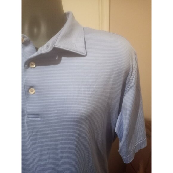 Peter Millar Polo Shirt Mens Large Blue Striped Summer Comfort Stretch 1922 Logo - Picture 6 of 14
